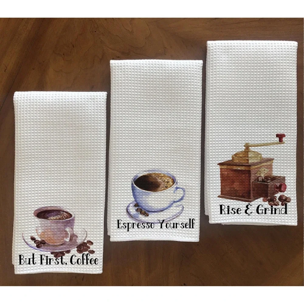 Funny Coffee Kitchen Towel set, Great gift for‎ Mom, Set of 3, set #2,